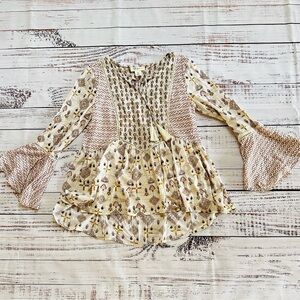 Girls long sleeve flowy beige blouse